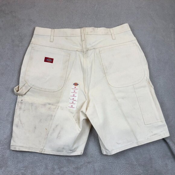 Dickies Mens Painter Shorts Size 38 White Canvas Utility Workwear Chino - Picture 11 of 12